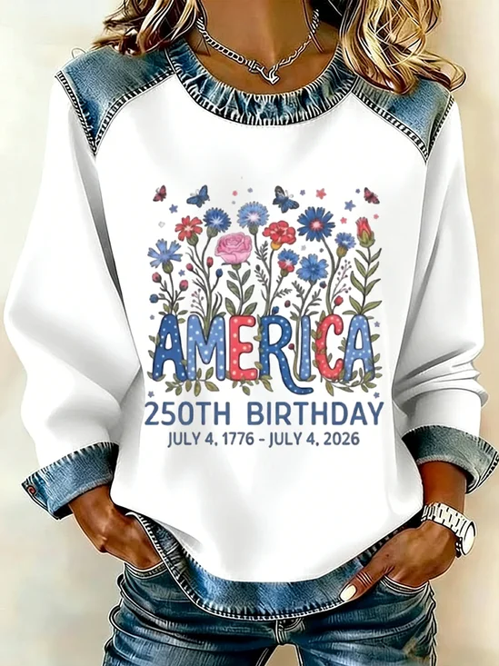 Women
                      Floral Crew Neck Printing Vintage Spring/Fall Long
                      Sleeve Sweatshirt