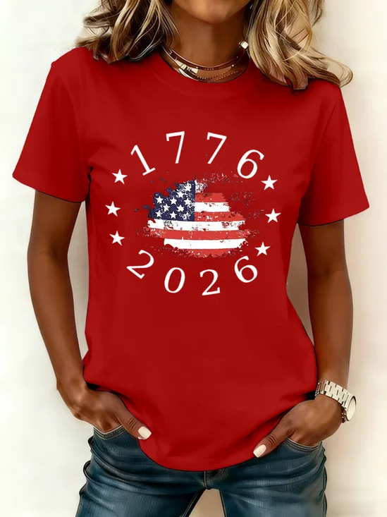 Women
                      America Flag Short Sleeve Tee T-shirt Crew Neck
                      Printing Casual Graphic Tee Summer Top