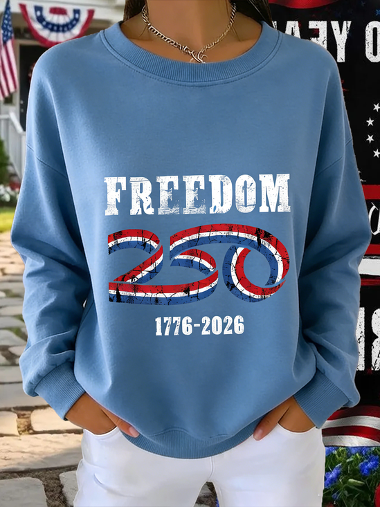 Women Text Letters Crew Neck Vintage Spring/Fall Long Sleeve Sweatshirt