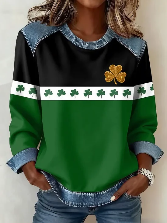 Women
                      Shamrock Crew Neck Printing Vintage Spring/Fall
                      Long Sleeve Sweatshirt