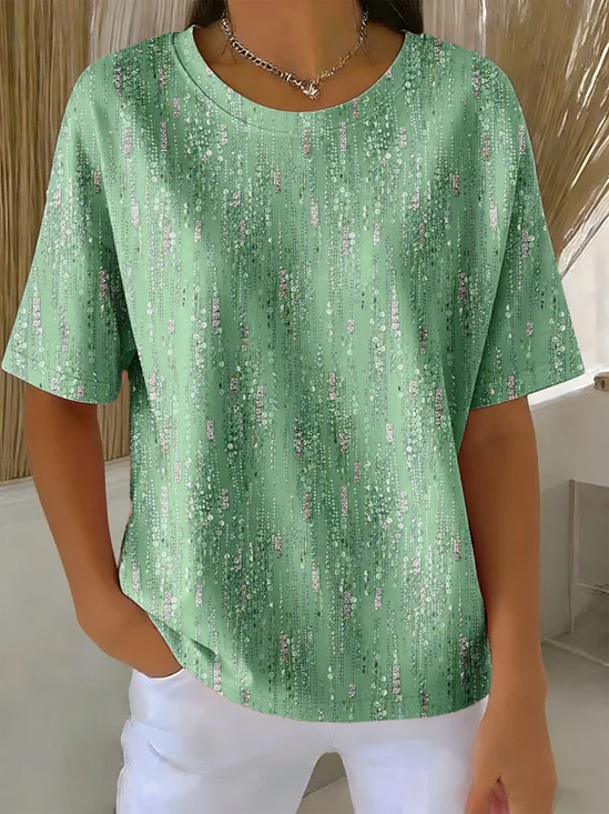 Women
                      Abstract Short Sleeve Tee T-shirt Crew Neck Casual
                      Summer Top