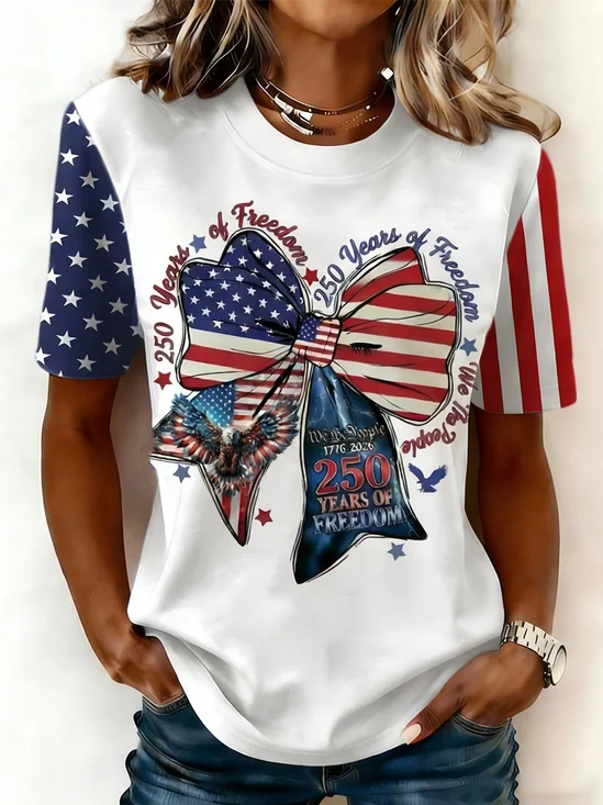 Women
                      USA/US/American Short Sleeve Tee T-shirt Crew Neck
                      Casual Summer Top