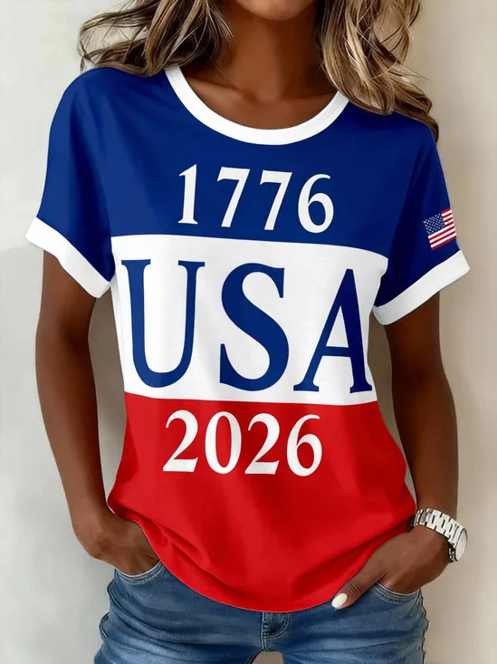 Women
                      Text Letters Short Sleeve Tee T-shirt Crew Neck
                      Printing Casual Graphic Tee Summer Top