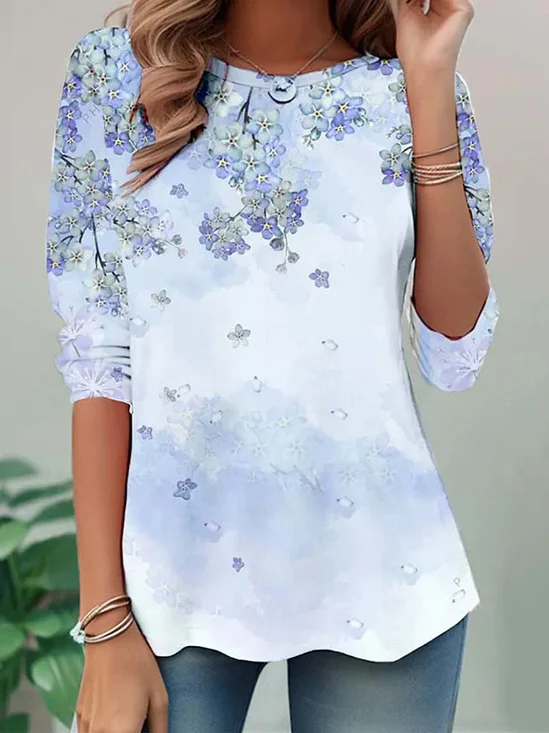 Women
                      Floral Long Sleeve Tee T-shirt Crew Neck Printing
                      Casual Tunic Spring/Fall Top