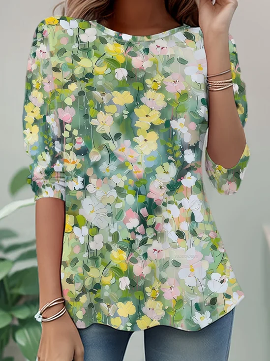 Women
                      Floral Long Sleeve Tee T-shirt Crew Neck Printing
                      Casual Tunic Spring/Fall Top