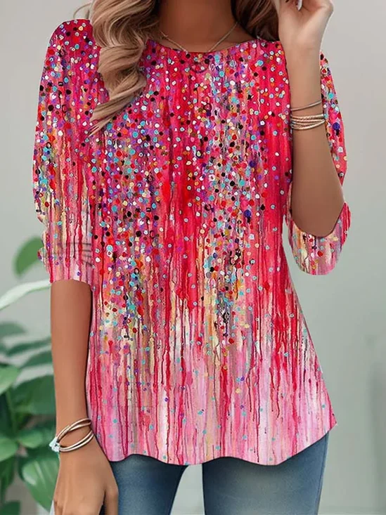 Women
                      Abstract Long Sleeve Tee T-shirt Crew Neck
                      Printing Casual Tunic Spring/Fall Top