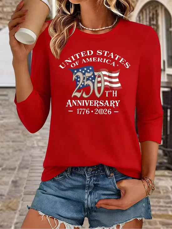Women
                      Text Letters Long Sleeve Tee T-shirt Crew Neck
                      Printing Casual Graphic Tee Spring/Fall Top
