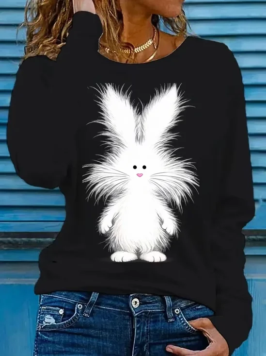 Women
                      Easter (rabbit) Long Sleeve Tee T-shirt Crew Neck
                      Printing Casual Graphic Tee Spring/Fall Top