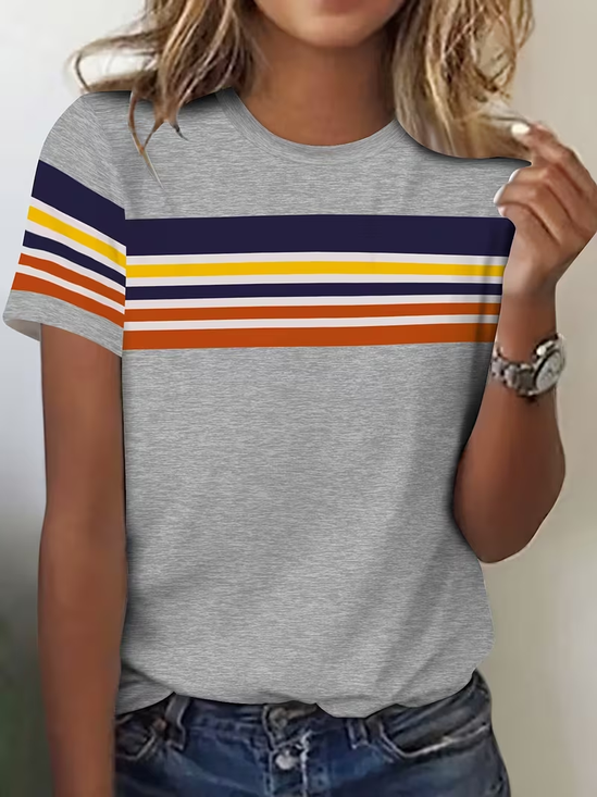 Women
                      Striped Short Sleeve Tee T-shirt Crew Neck
                      Printing Casual Graphic Tee Summer Top