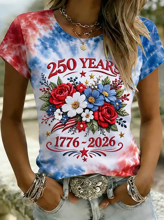 Women
                      Floral Short Sleeve Tee T-shirt Crew Neck Printing
                      Casual Graphic Tee Summer Top