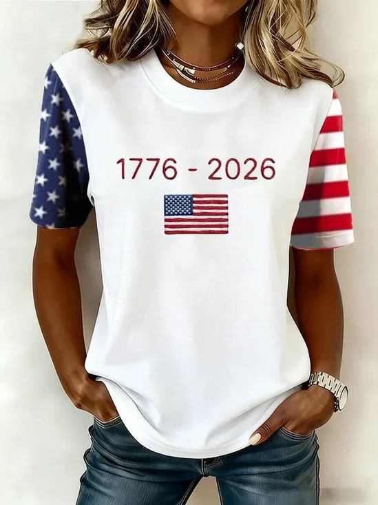 Women
                      Independence Day (Flag) Short Sleeve Tee T-shirt
                      Crew Neck Printing Casual Graphic Tee Summer Top