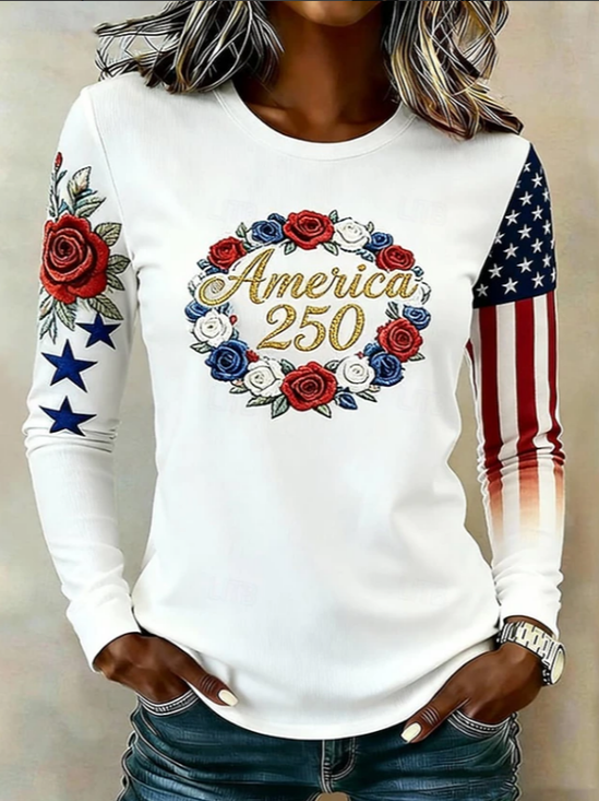 Women
                      Floral Long Sleeve Tee T-shirt Crew Neck Printing
                      Casual Graphic Tee Spring/Fall Top