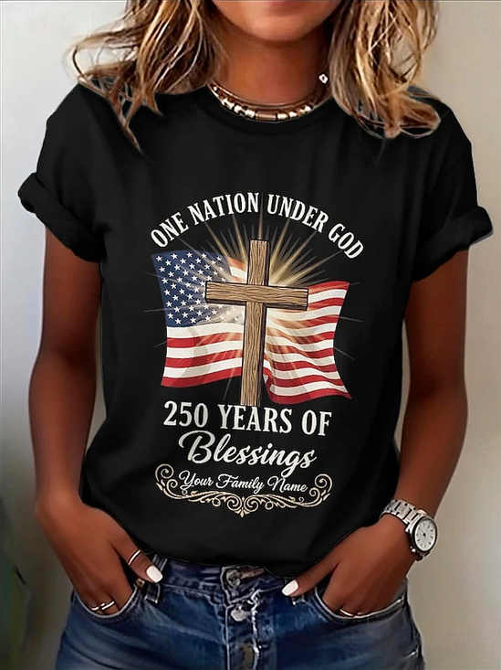 Women
                      Text Letters Short Sleeve Tee T-shirt Crew Neck
                      Printing Casual Graphic Tee Summer Top