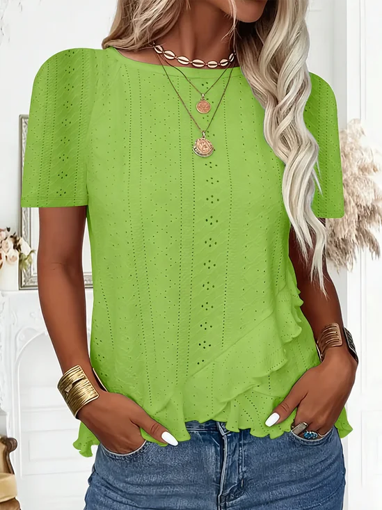 Women
                      Plain Short Sleeve Tee T-shirt Crew Neck Elegant
                      Summer Top