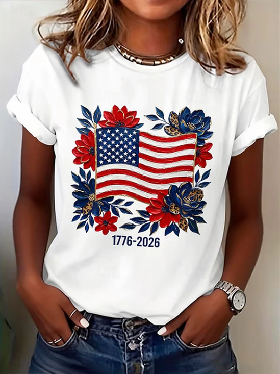 Women
                      Floral Short Sleeve Tee T-shirt Crew Neck Printing
                      Casual Graphic Tee Summer Top