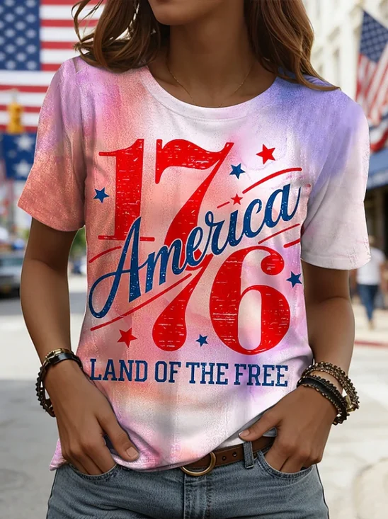 Women
                      Text Letters Short Sleeve Tee T-shirt Crew Neck
                      Printing Casual Graphic Tee Summer Top