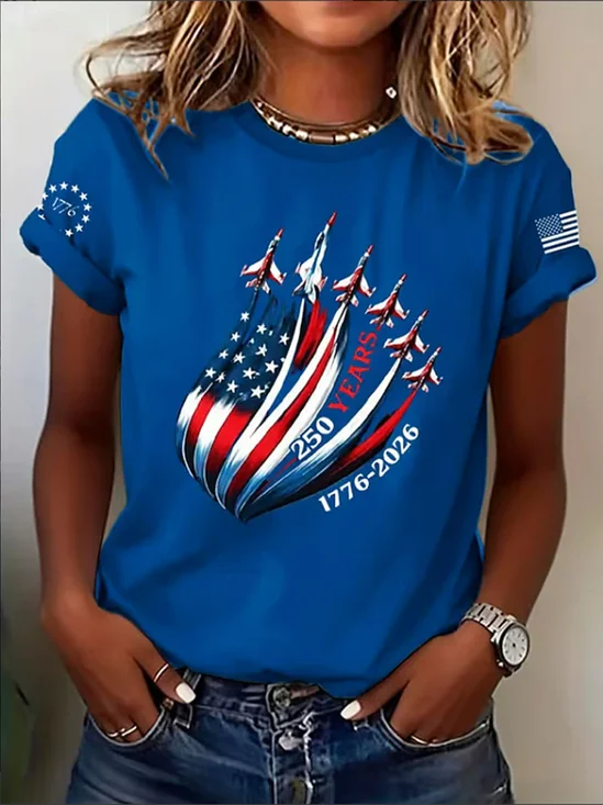 Women
                      Independence Day (Flag) Short Sleeve Tee T-shirt
                      Crew Neck Printing Casual Graphic Tee Summer Top