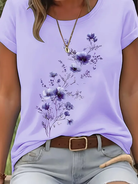Women
                      Floral Short Sleeve Tee T-shirt Crew Neck Printing
                      Casual Graphic Tee Summer Top