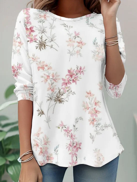 Women
                      Floral Long Sleeve Tee T-shirt Crew Neck Casual
                      Tunic Spring/Fall Top