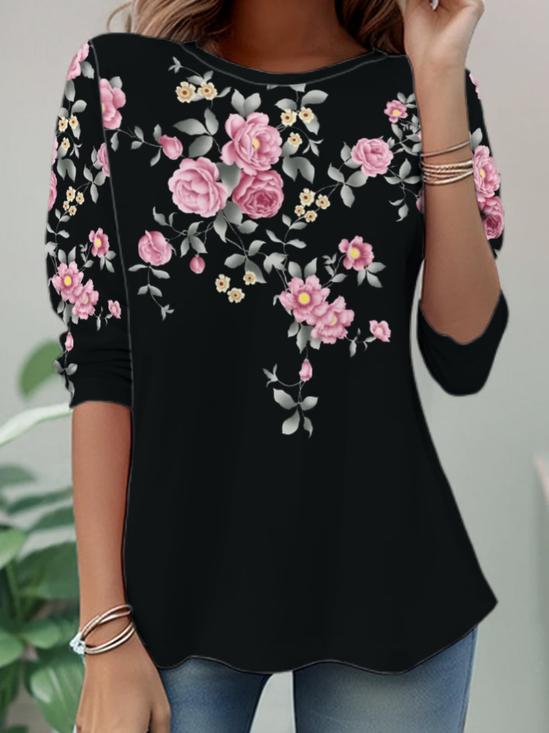 Women
                      Floral Long Sleeve Tee T-shirt Crew Neck Casual
                      Tunic Spring/Fall Top