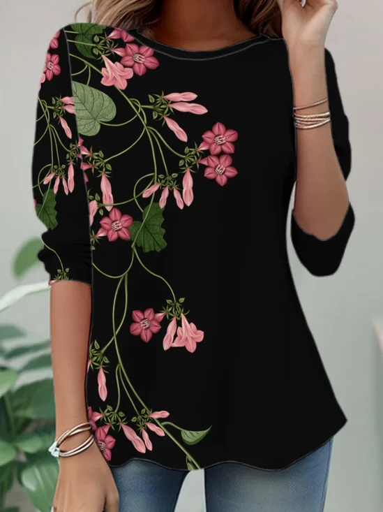 Women
                      Floral Long Sleeve Tee T-shirt Crew Neck Casual
                      Tunic Spring/Fall Top