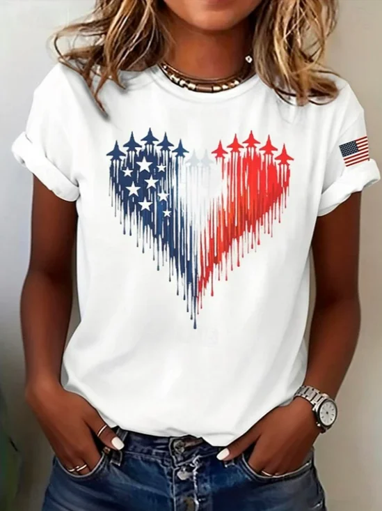 Women
                      Independence Day (Flag) Short Sleeve Tee T-shirt
                      Crew Neck Printing Casual Graphic Tee Summer Top