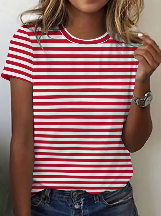 Women
                      Striped Short Sleeve Tee T-shirt Crew Neck
                      Printing Casual Graphic Tee Summer Top