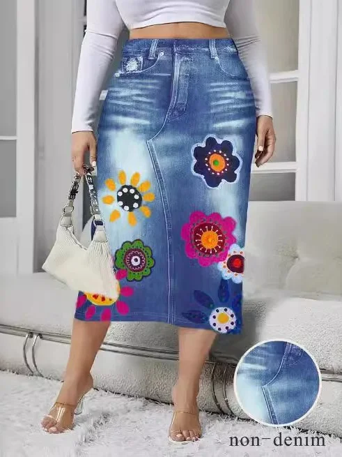 Regular Fit Street Printing Cotton-Blend Skirt