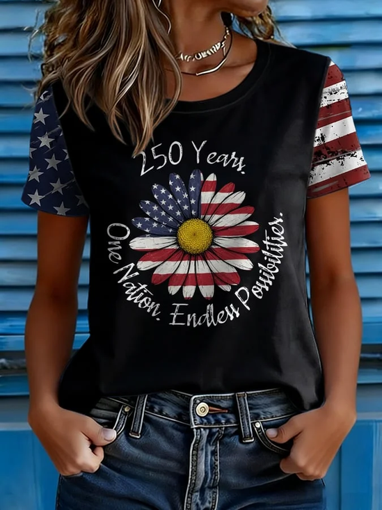 Women
                      Independence Day (Flag) Short Sleeve Tee T-shirt
                      Crew Neck Printing Casual Graphic Tee Summer Top