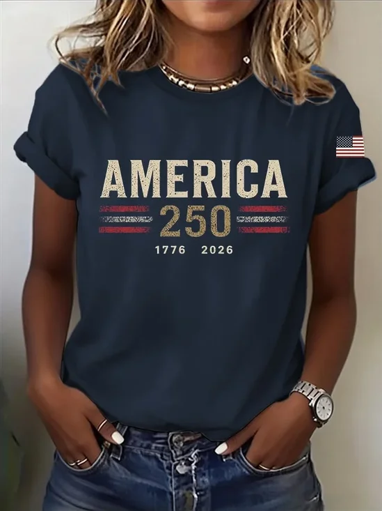 Women
                      Independence Day (Flag) Short Sleeve Tee T-shirt
                      Crew Neck Printing Casual Graphic Tee Summer Top