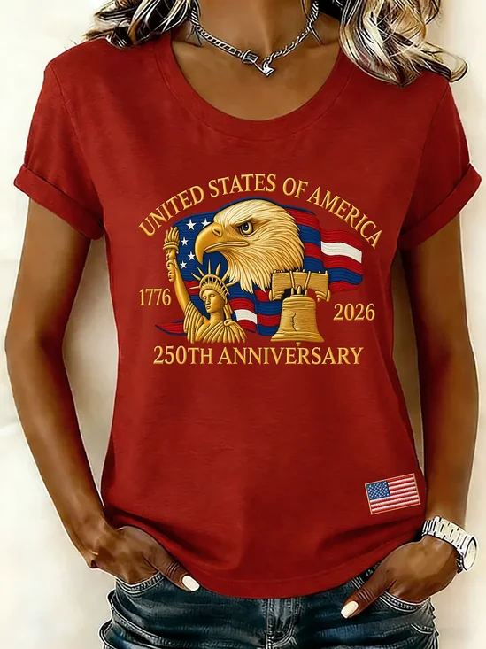 Women
                      Independence Day (Flag) Short Sleeve Tee T-shirt
                      Crew Neck Printing Casual Graphic Tee Summer Top