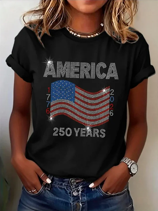 Women
                      Independence Day (Flag) Short Sleeve Tee T-shirt
                      Crew Neck Printing Casual Graphic Tee Summer Top