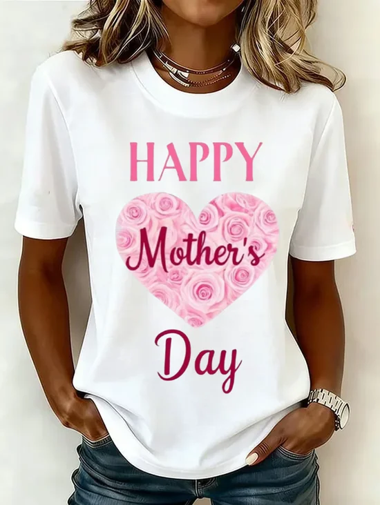 Women
                      Text Letters Short Sleeve Tee T-shirt Crew Neck
                      Printing Casual Graphic Tee Summer Top