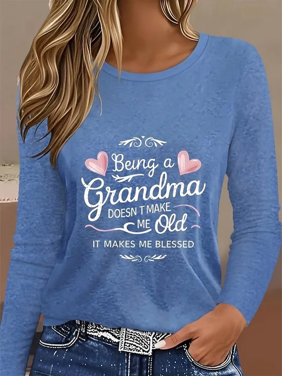Women
                      Text Letters Long Sleeve Tee T-shirt Crew Neck
                      Printing Casual Graphic Tee Spring/Fall Top