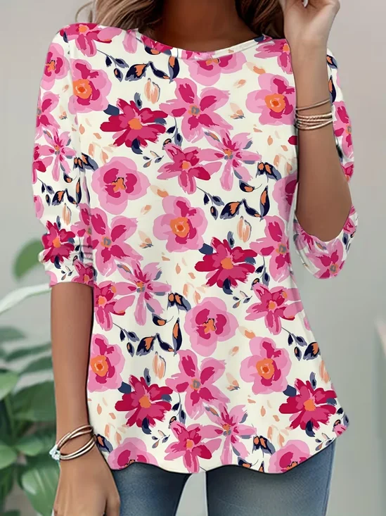 Women
                      Floral Long Sleeve Tee T-shirt Crew Neck Casual
                      Tunic Spring/Fall Top