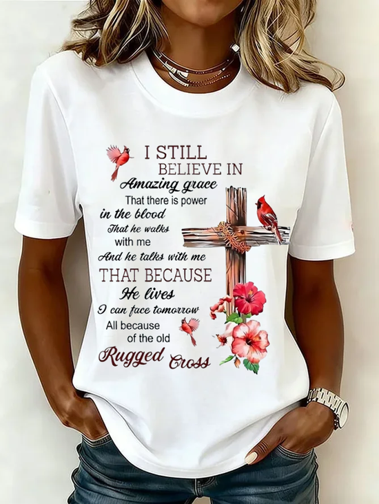 Women
                      Floral Short Sleeve Tee T-shirt Crew Neck Printing
                      Casual Graphic Tee Summer Top