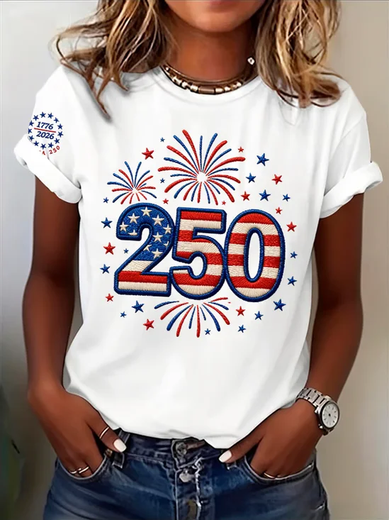Women
                      Independence Day (Flag) Short Sleeve Tee T-shirt
                      Crew Neck Printing Casual Graphic Tee Summer Top