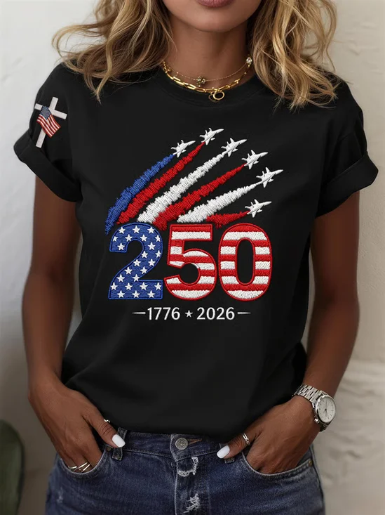 Women
                      Independence Day (Flag) Short Sleeve Tee T-shirt
                      Crew Neck Printing Casual Graphic Tee Summer Top