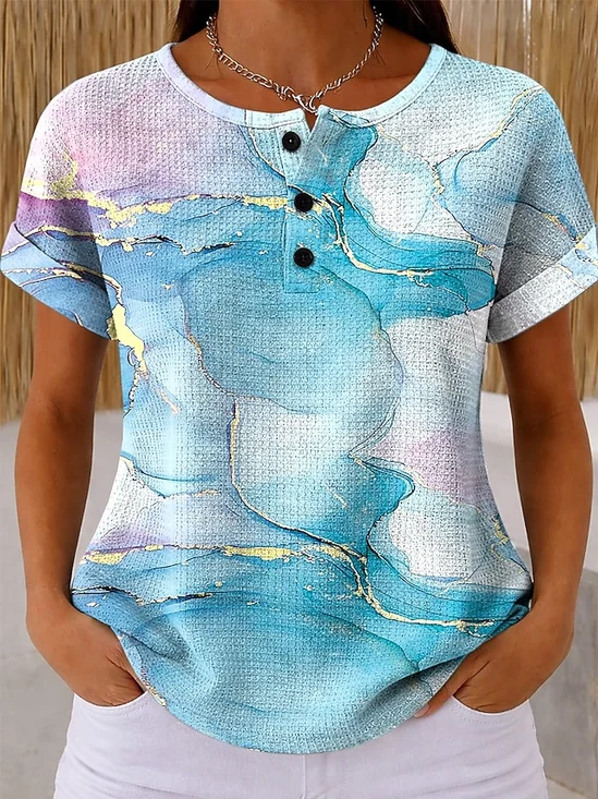 Women
                      Gradient Pattern Short Sleeve Tee T-shirt Vintage
                      Summer Top