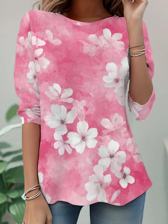 Women
                      Floral Long Sleeve Tee T-shirt Crew Neck Casual
                      Tunic Spring/Fall Top