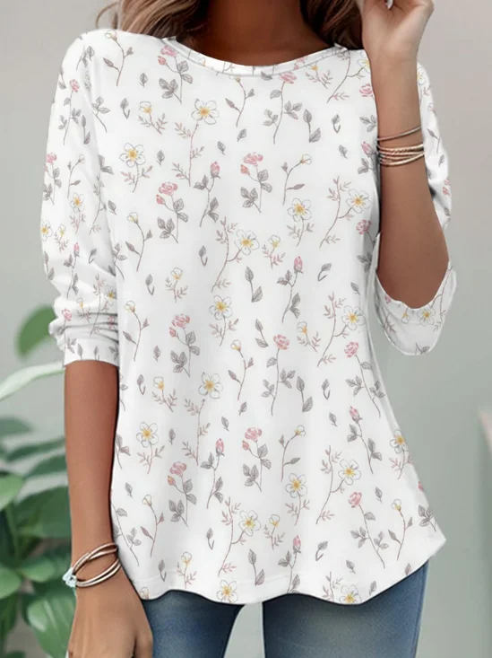 Women
                      Floral Long Sleeve Tee T-shirt Crew Neck Casual
                      Tunic Spring/Fall Top
