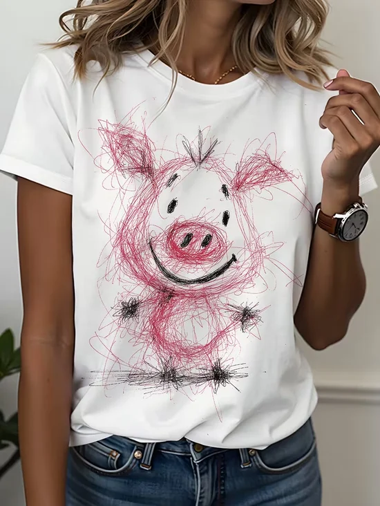 Women
                      Animal Short Sleeve Tee T-shirt Crew Neck Printing
                      Casual Graphic Tee Summer Top