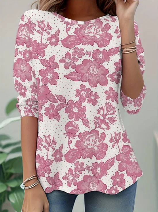 Women
                      Floral Long Sleeve Tee T-shirt Crew Neck Casual
                      Tunic Spring/Fall Top