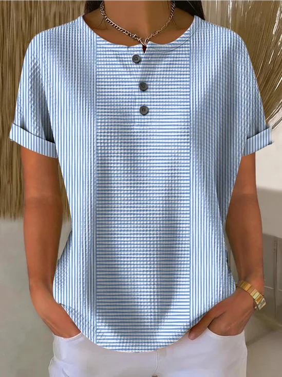 Women
                      Striped Short Sleeve Tee T-shirt Vintage Summer
                      Top