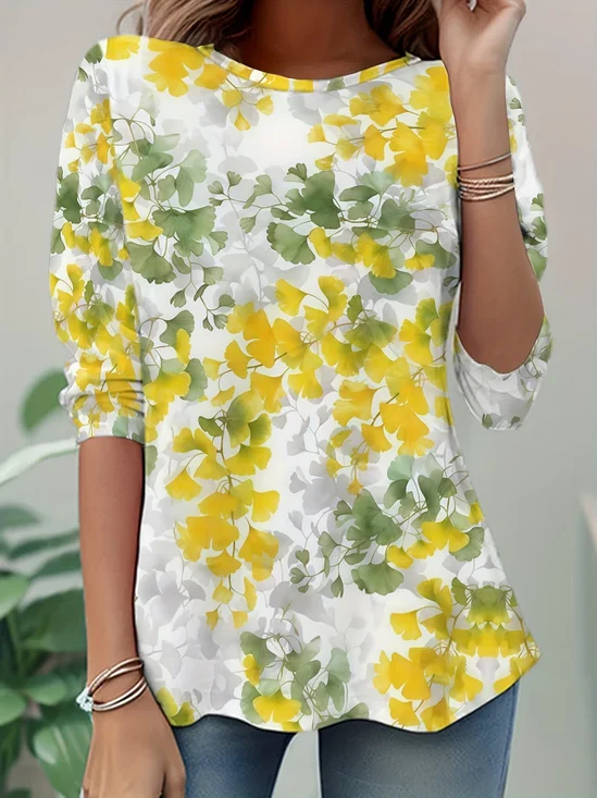 Women
                      Floral Long Sleeve Tee T-shirt Crew Neck Casual
                      Tunic Spring/Fall Top