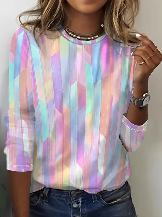 Women
                      Abstract Long Sleeve Tee T-shirt Crew Neck
                      Printing Casual Graphic Tee Spring/Fall Top