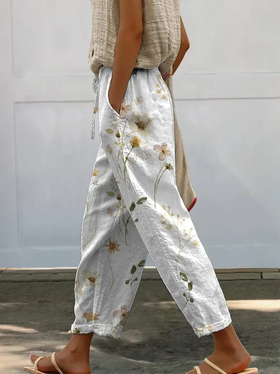 Women Floral Long Pants Casual Spring/Fall Trousers