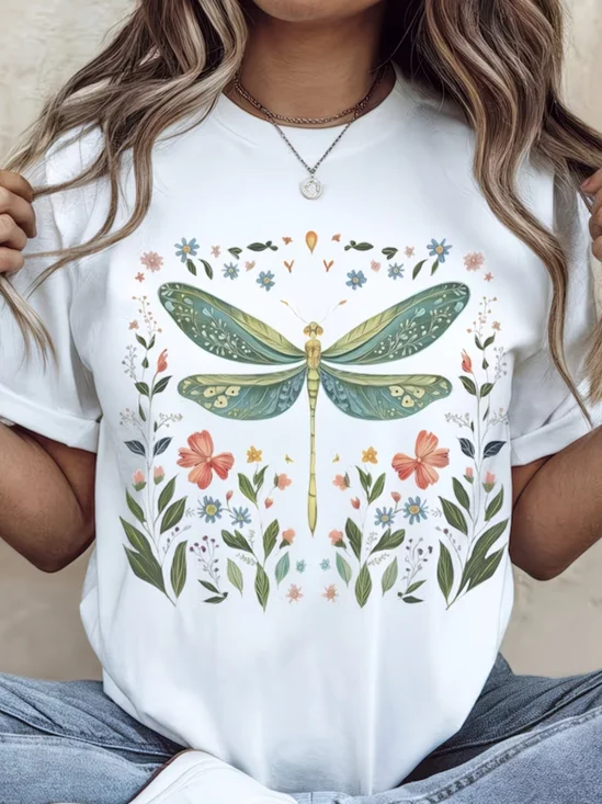 Women
                      Dragonfly Short Sleeve Tee T-shirt Crew Neck
                      Printing Casual Graphic Tee Summer Top