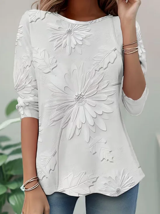 Women
                      Floral Long Sleeve Tee T-shirt Crew Neck Casual
                      Tunic Spring/Fall Top