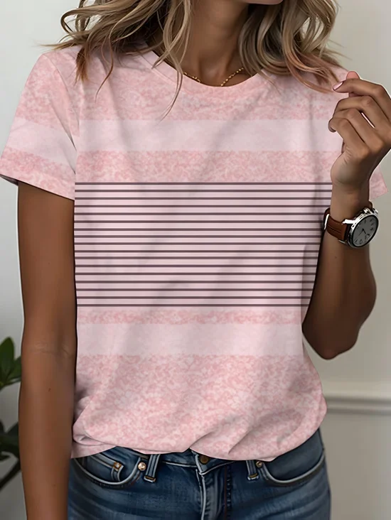 Women
                      Striped Short Sleeve Tee T-shirt Crew Neck
                      Printing Casual Graphic Tee Summer Top